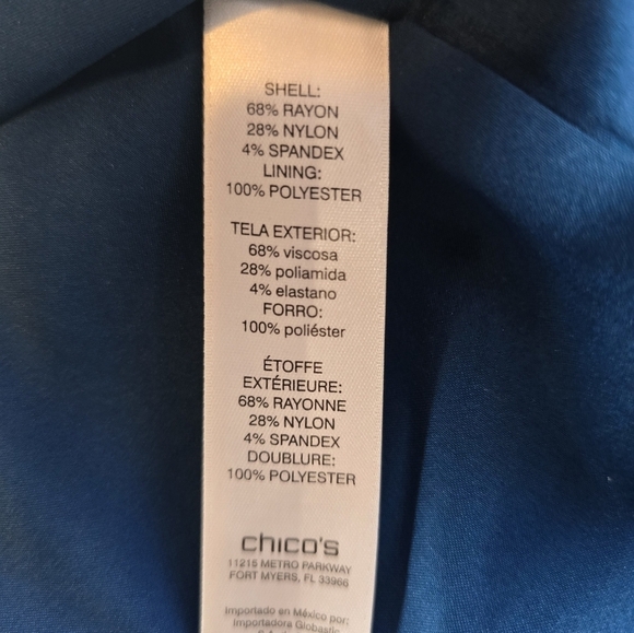 Chico's Teal Blue Button Up Knit Blazer Jacket M - Picture 9 of 9